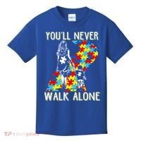 Great Gift Autism Mom You Will Never Walk-Alone Support Autism Son  Kids T-Shirt thumb 0