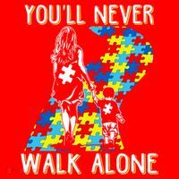 Great Gift Autism Mom You Will Never Walk-Alone Support Autism Son  Santa Hat thumb 1