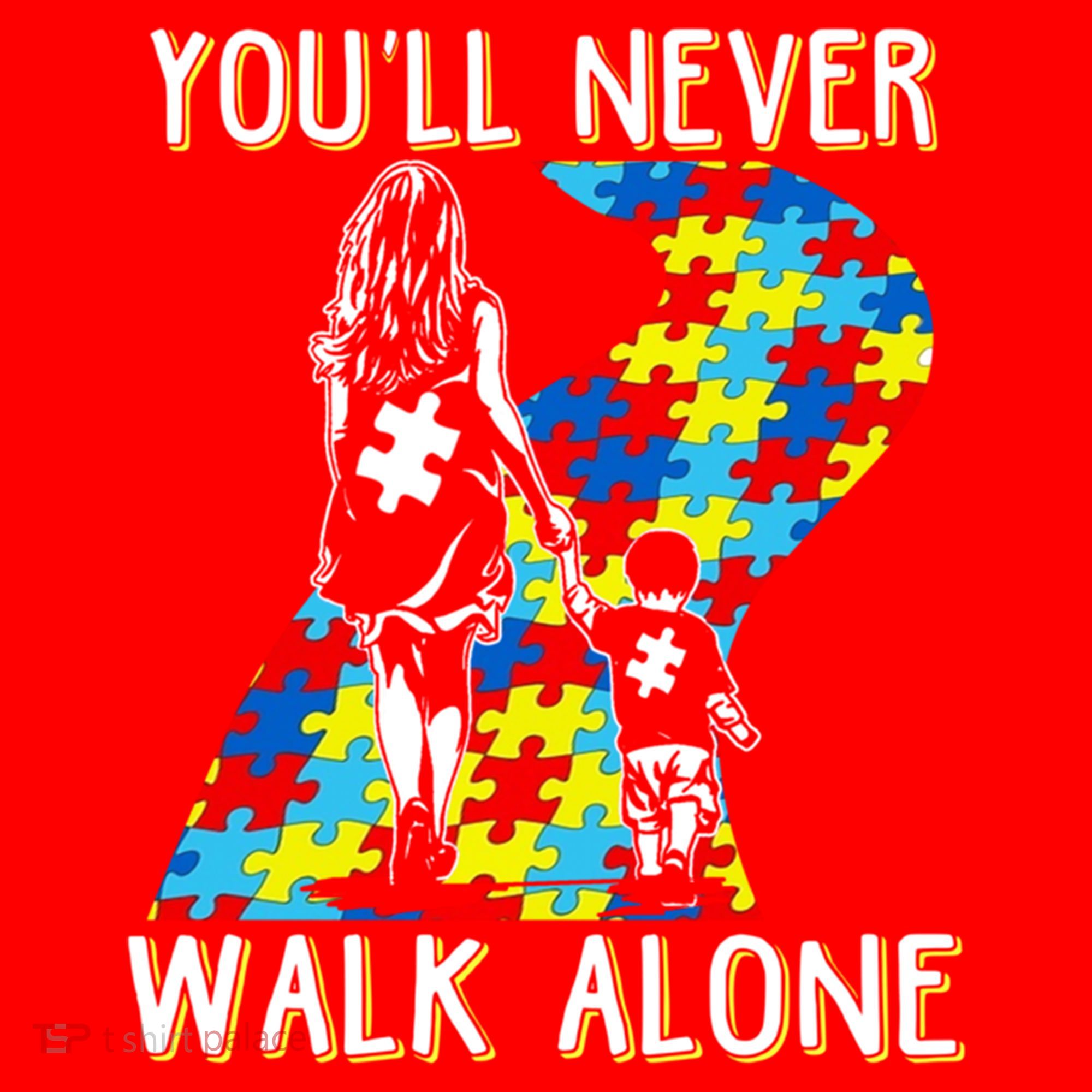 Great Gift Autism Mom You Will Never Walk-Alone Support Autism Son  Santa Hat