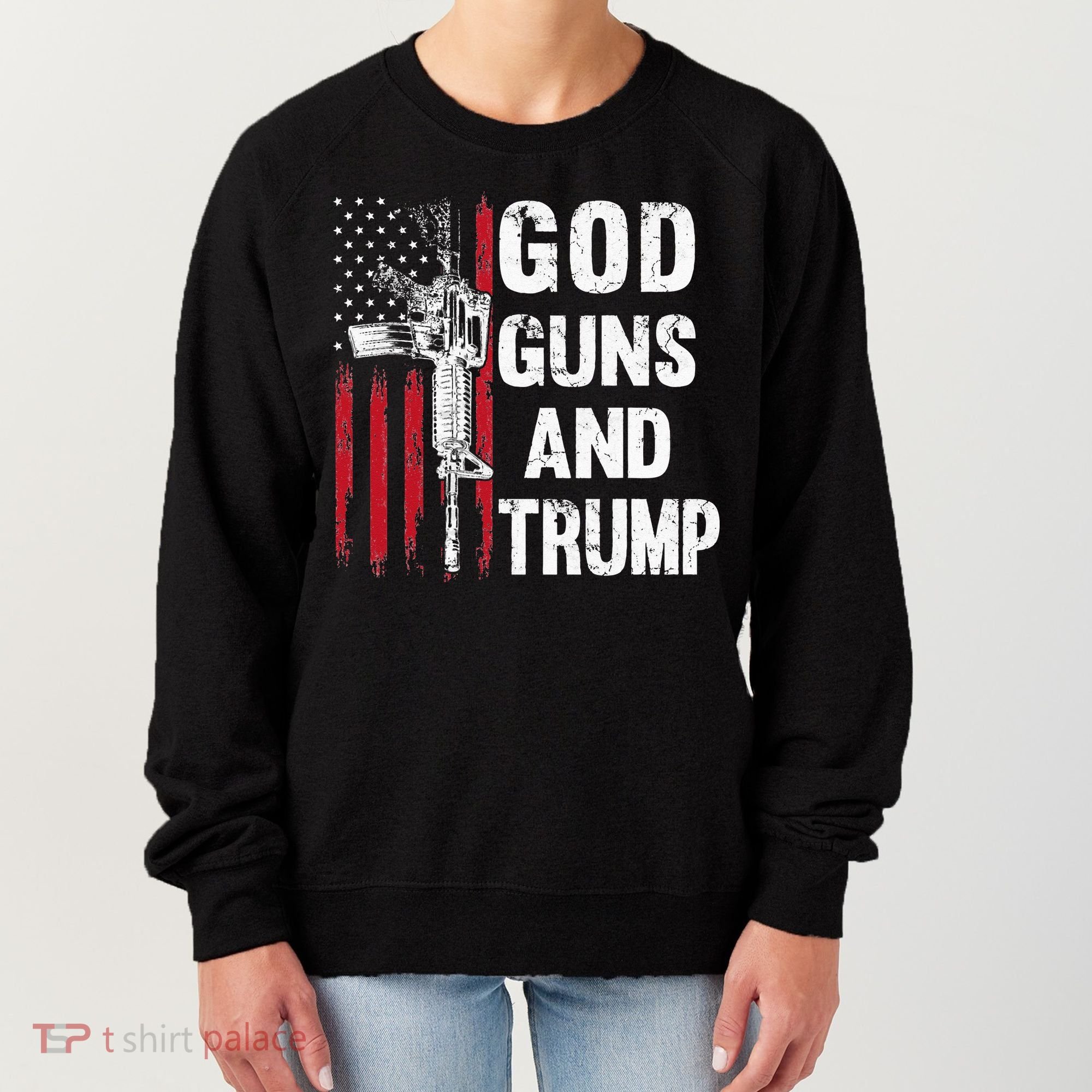 God Guns And Trump 2nd Amendment Flag AR15 American Flag Women's Sweatshirt