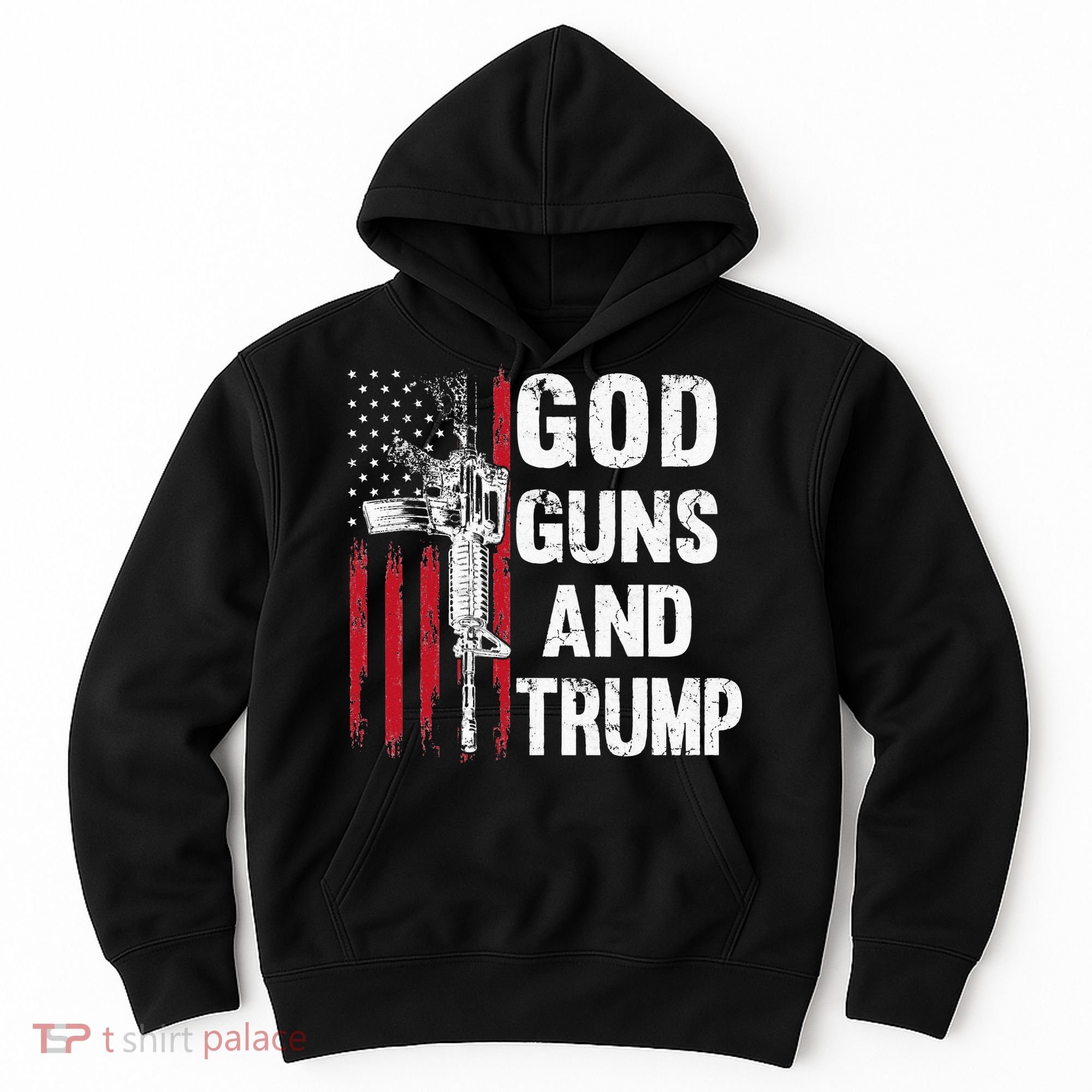 God Guns And Trump 2nd Amendment Flag AR15 American Flag Hoodie