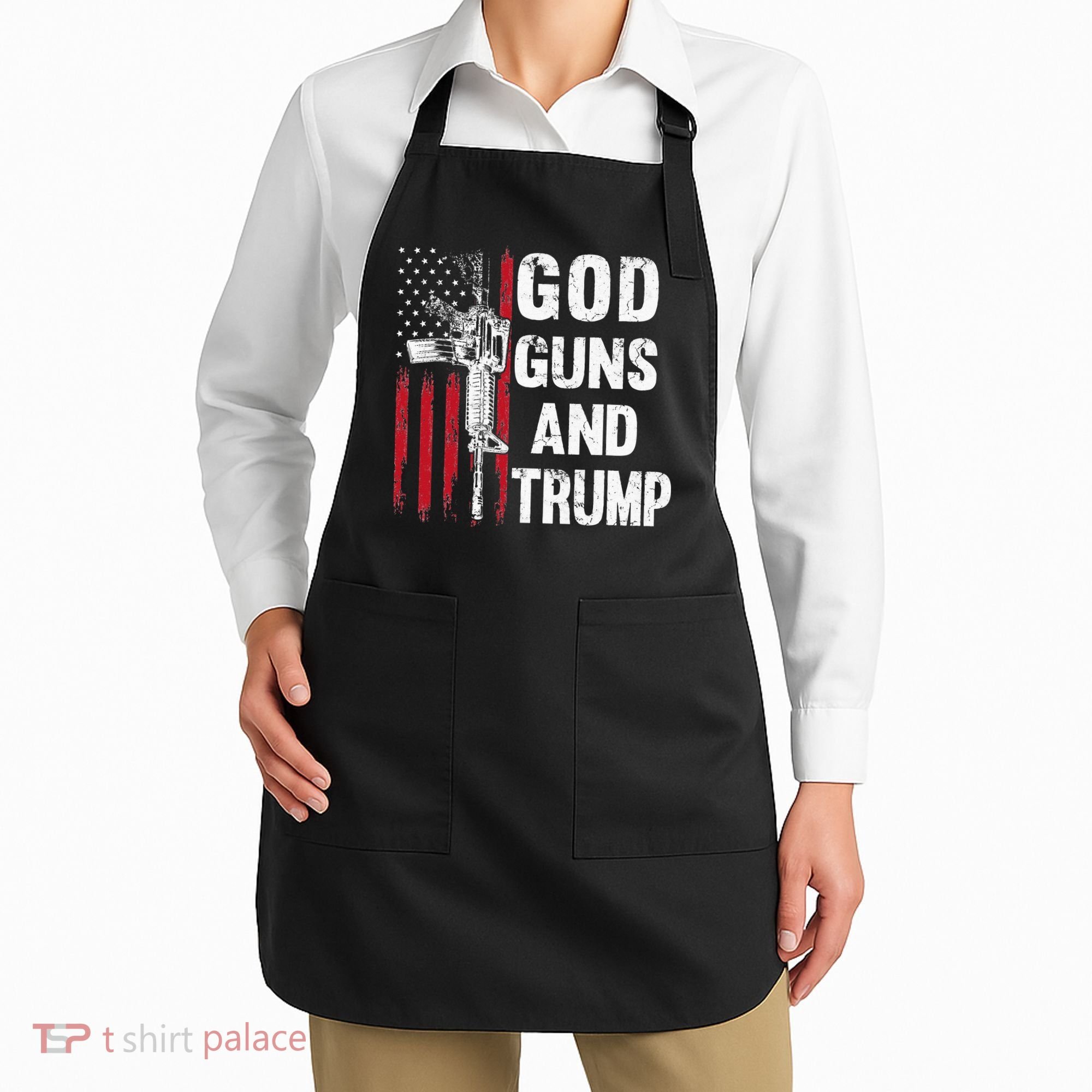 God Guns And Trump 2nd Amendment Flag AR15 American Flag Apron