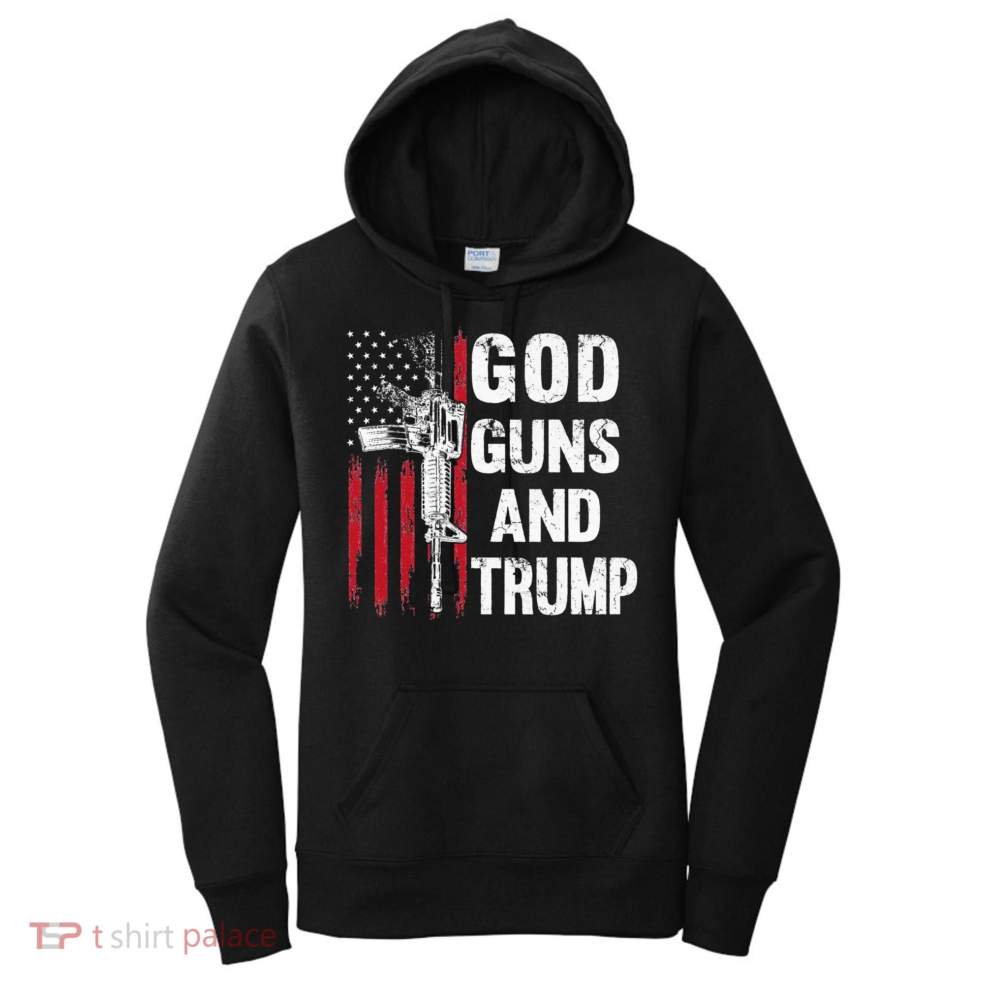 God Guns And Trump 2nd Amendment Flag AR15 American Flag Women's Hoodie