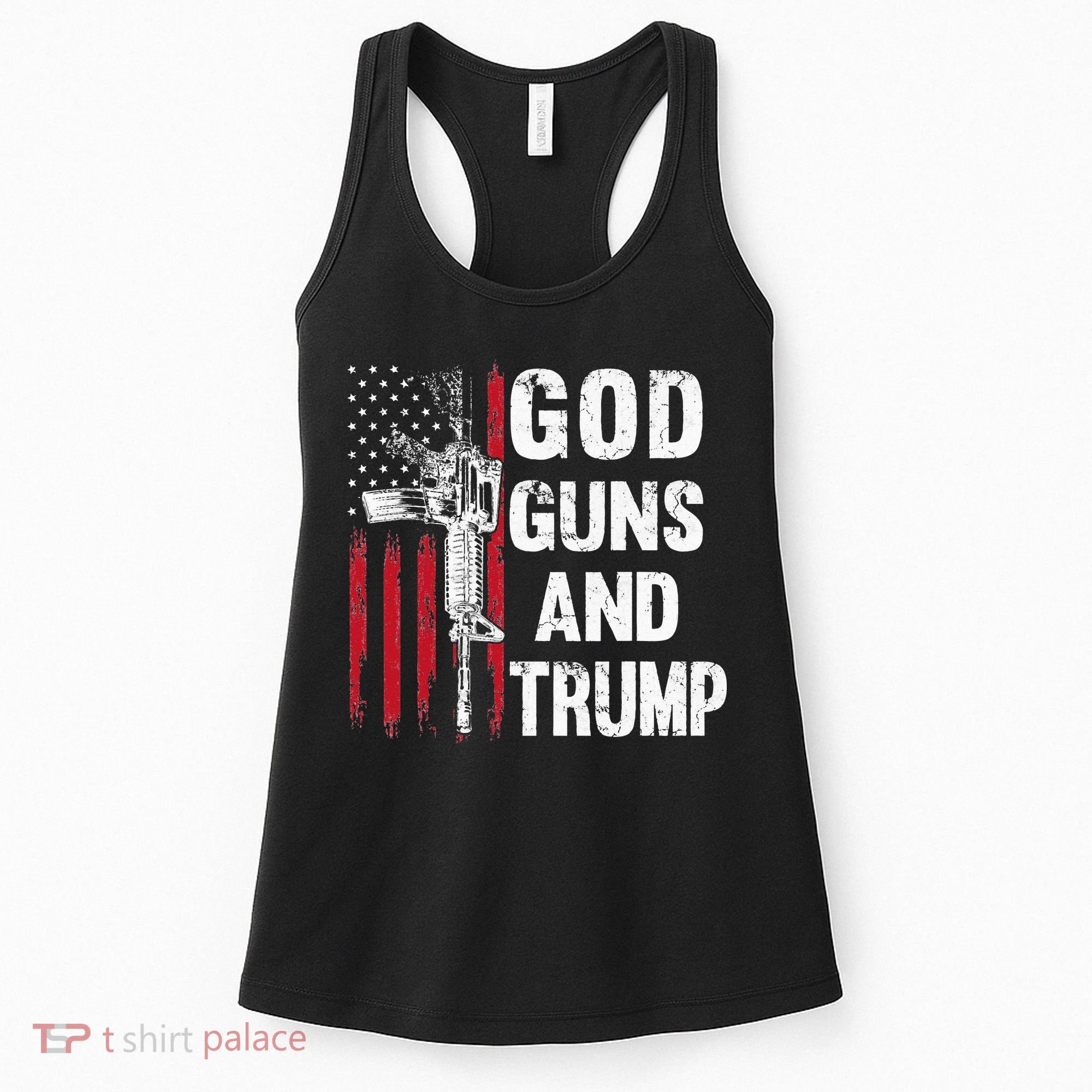 God Guns And Trump 2nd Amendment Flag AR15 American Flag Women's Tank Top