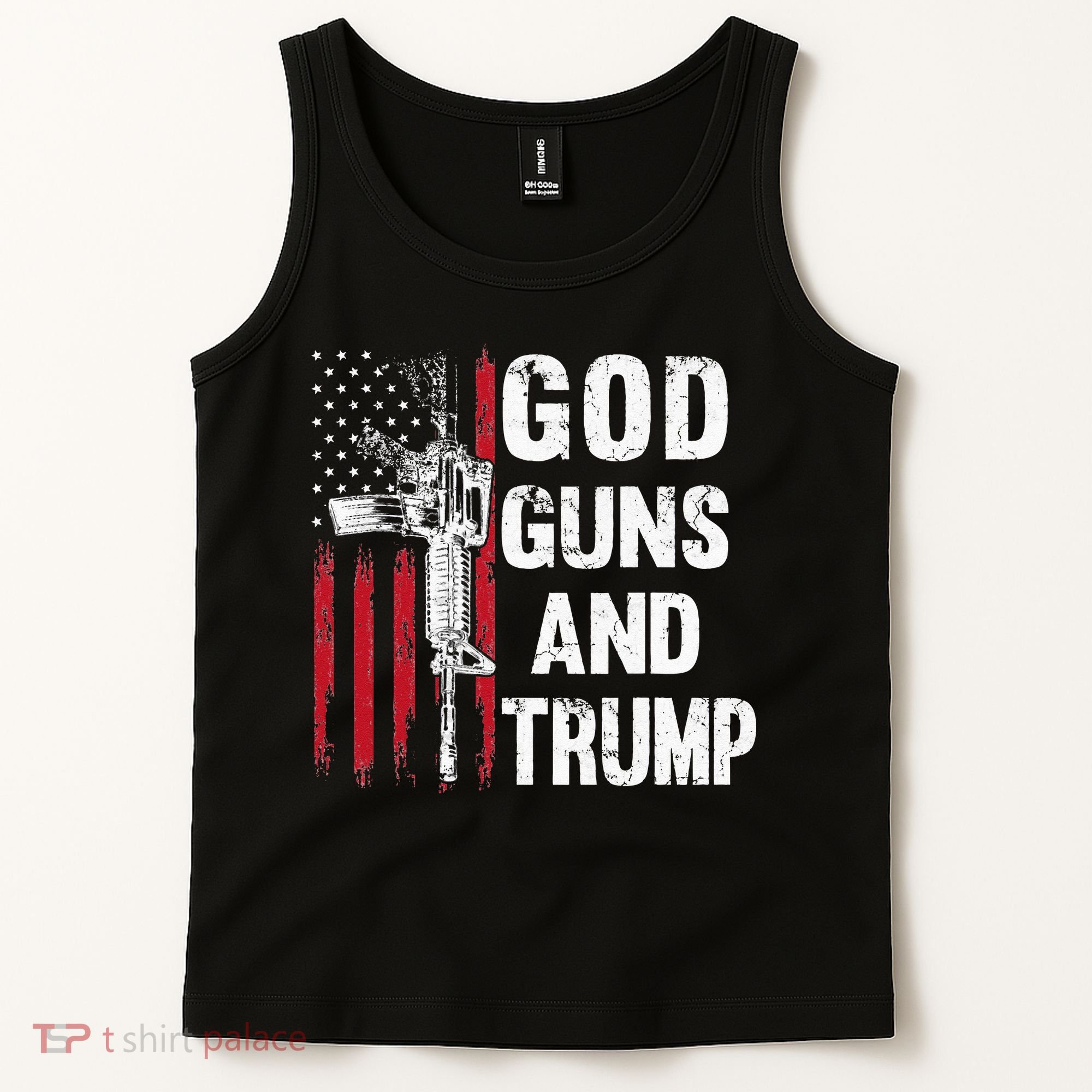 God Guns And Trump 2nd Amendment Flag AR15 American Flag Tank Top