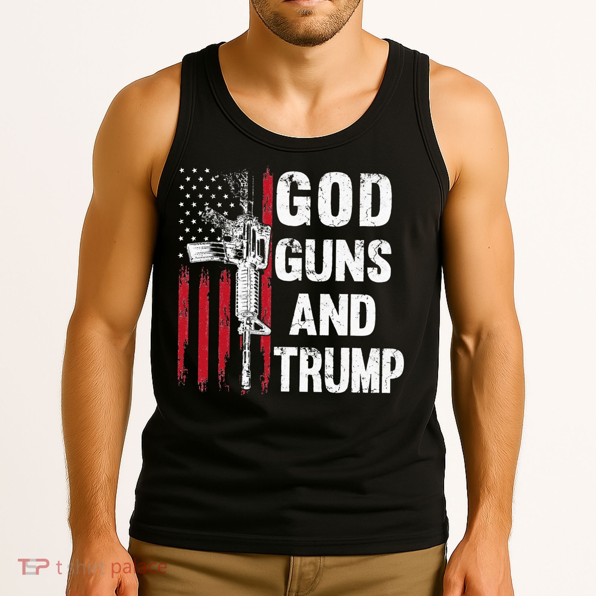 God Guns And Trump 2nd Amendment Flag AR15 American Flag Tank Top