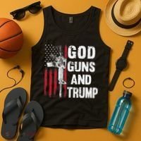 God Guns And Trump 2nd Amendment Flag AR15 American Flag Tank Top thumb 4