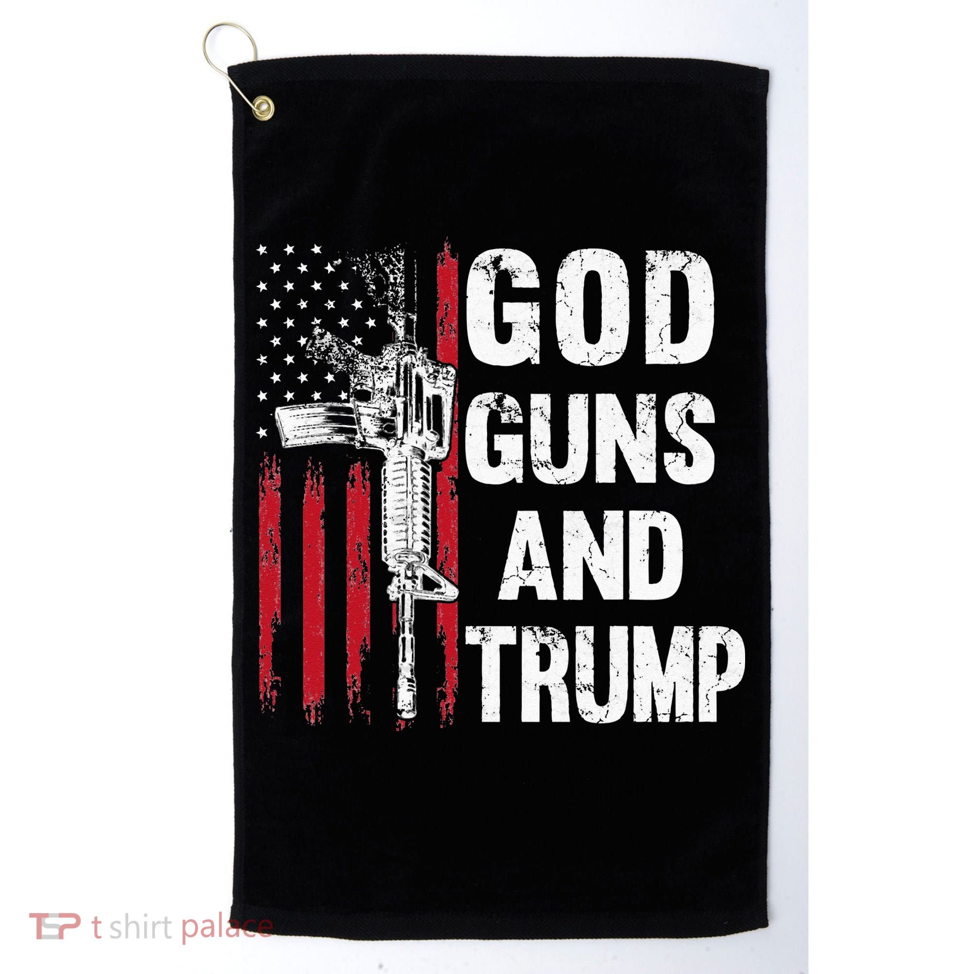 God Guns And Trump 2nd Amendment Flag AR15 American Flag Golf Towel
