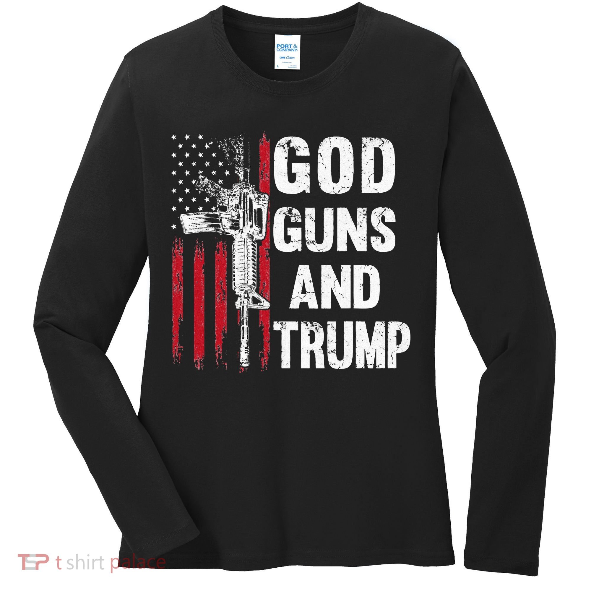God Guns And Trump 2nd Amendment Flag AR15 American Flag Women's Long Sleeve Shirt