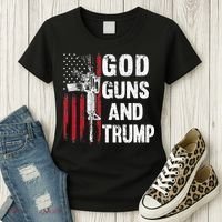 God Guns And Trump 2nd Amendment Flag AR15 American Flag Women's T-Shirt thumb 3