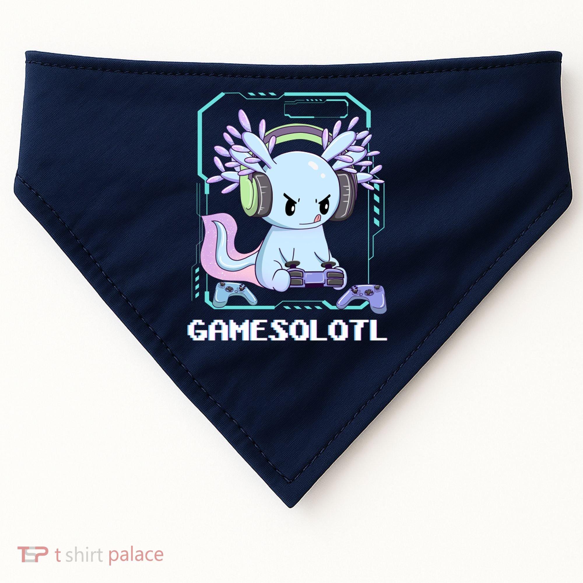 Gamesolotl Gamer Axolotl Funny Cute USA-Made Doggie Bandana