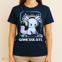 Gamesolotl Gamer Axolotl Funny Cute T-Shirt thumb 4