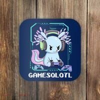 Gamesolotl Gamer Axolotl Funny Cute Coaster thumb 0