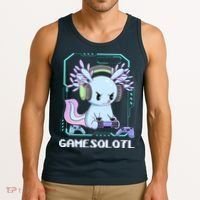 Gamesolotl Gamer Axolotl Funny Cute Tank Top thumb 3