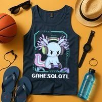 Gamesolotl Gamer Axolotl Funny Cute Tank Top thumb 4