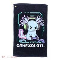 Gamesolotl Gamer Axolotl Funny Cute Golf Towel thumb 0