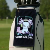 Gamesolotl Gamer Axolotl Funny Cute Golf Towel thumb 2