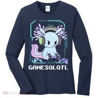 Gamesolotl Gamer Axolotl Funny Cute Women's Long Sleeve Shirt thumb 0