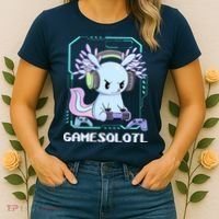 Gamesolotl Gamer Axolotl Funny Cute Women's T-Shirt thumb 2