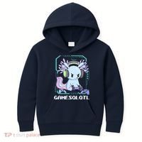 Gamesolotl Gamer Axolotl Funny Cute Kids Hoodie thumb 0