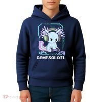 Gamesolotl Gamer Axolotl Funny Cute Kids Hoodie thumb 4