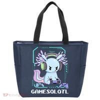 Gamesolotl Gamer Axolotl Funny Cute Tote Bag thumb 0