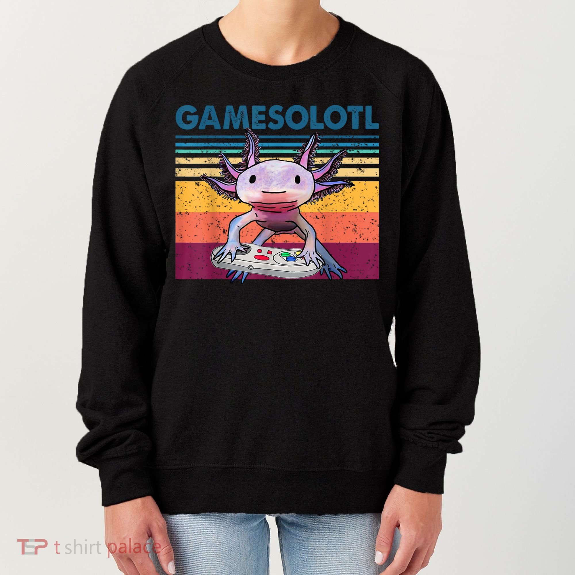 Gamesolotl Gamer Axolotl Fish Playing Video Games Women's Sweatshirt