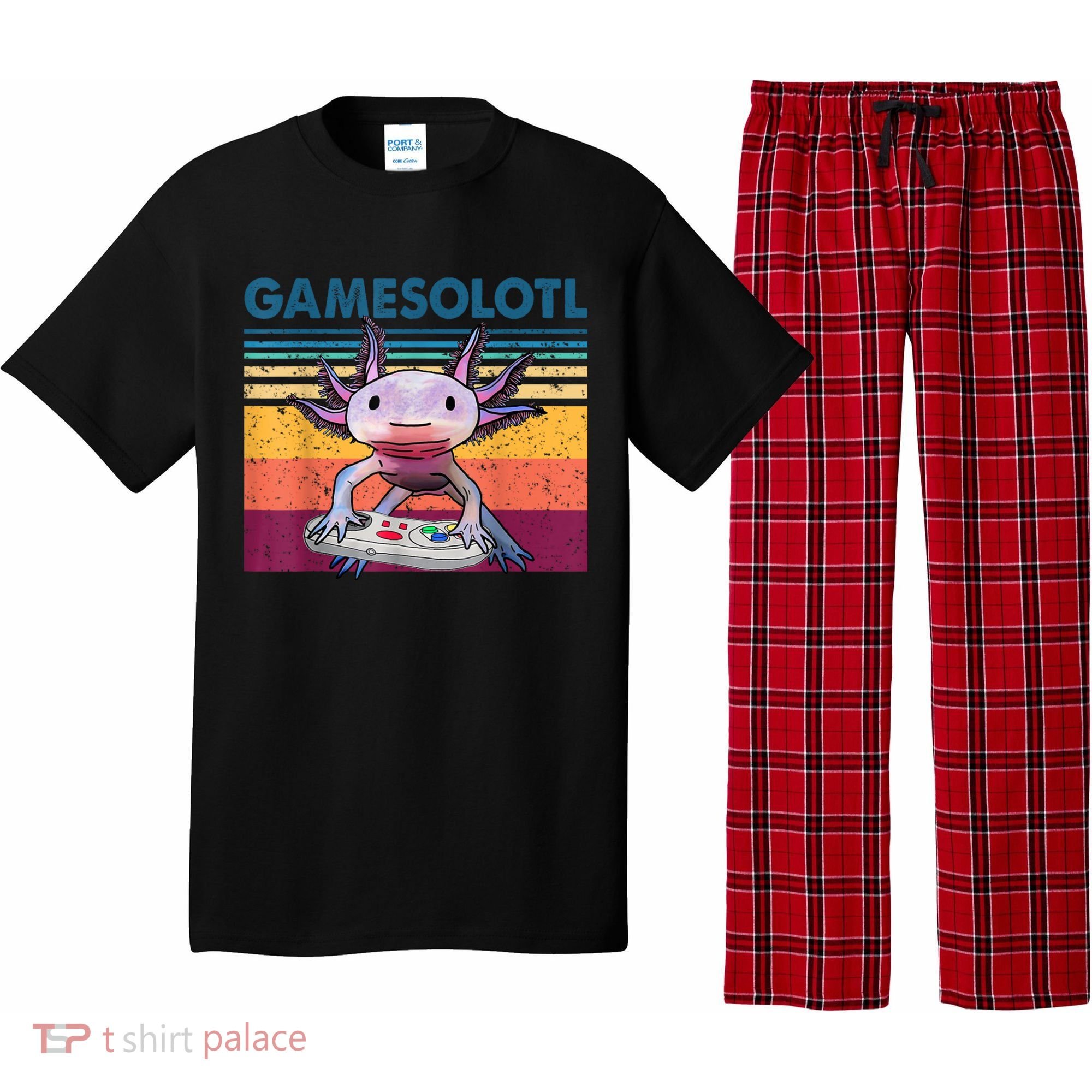 Gamesolotl Gamer Axolotl Fish Playing Video Games Pajama Set