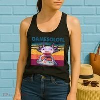 Gamesolotl Gamer Axolotl Fish Playing Video Games Women's Tank Top thumb 2