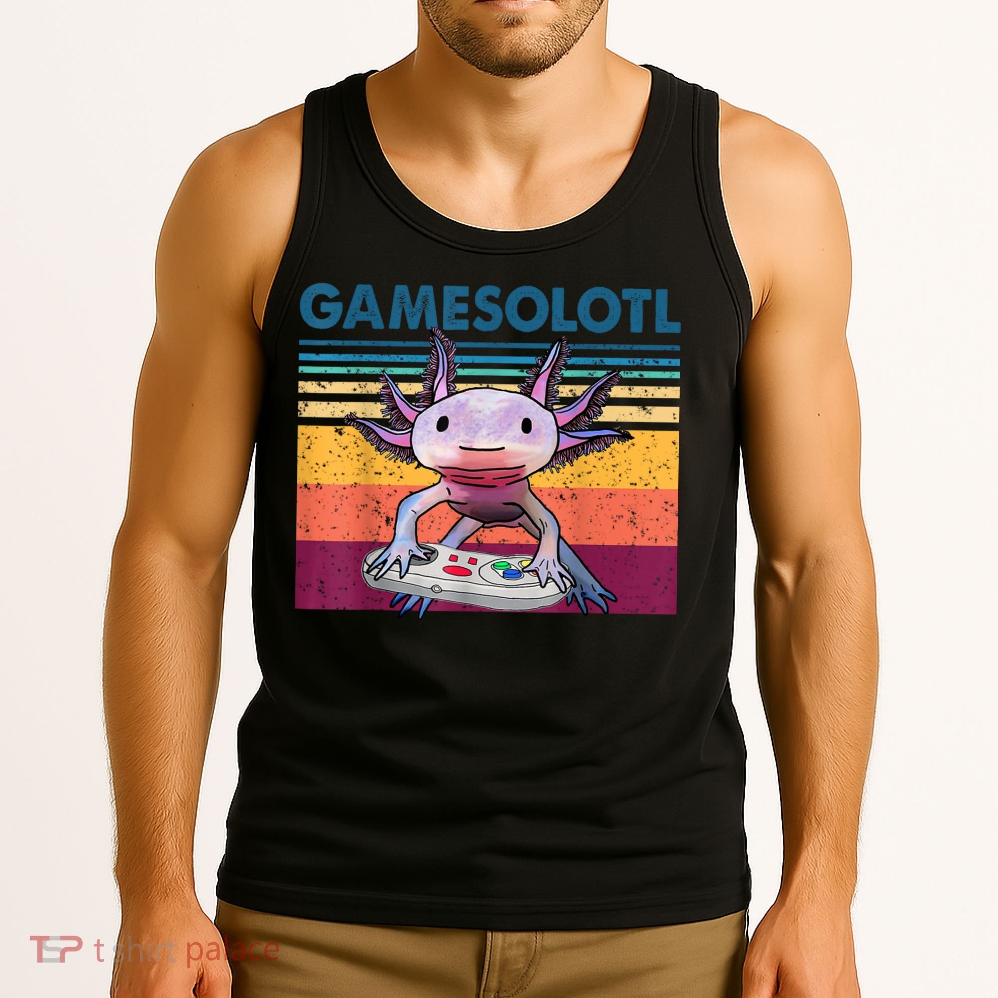 Gamesolotl Gamer Axolotl Fish Playing Video Games Tank Top