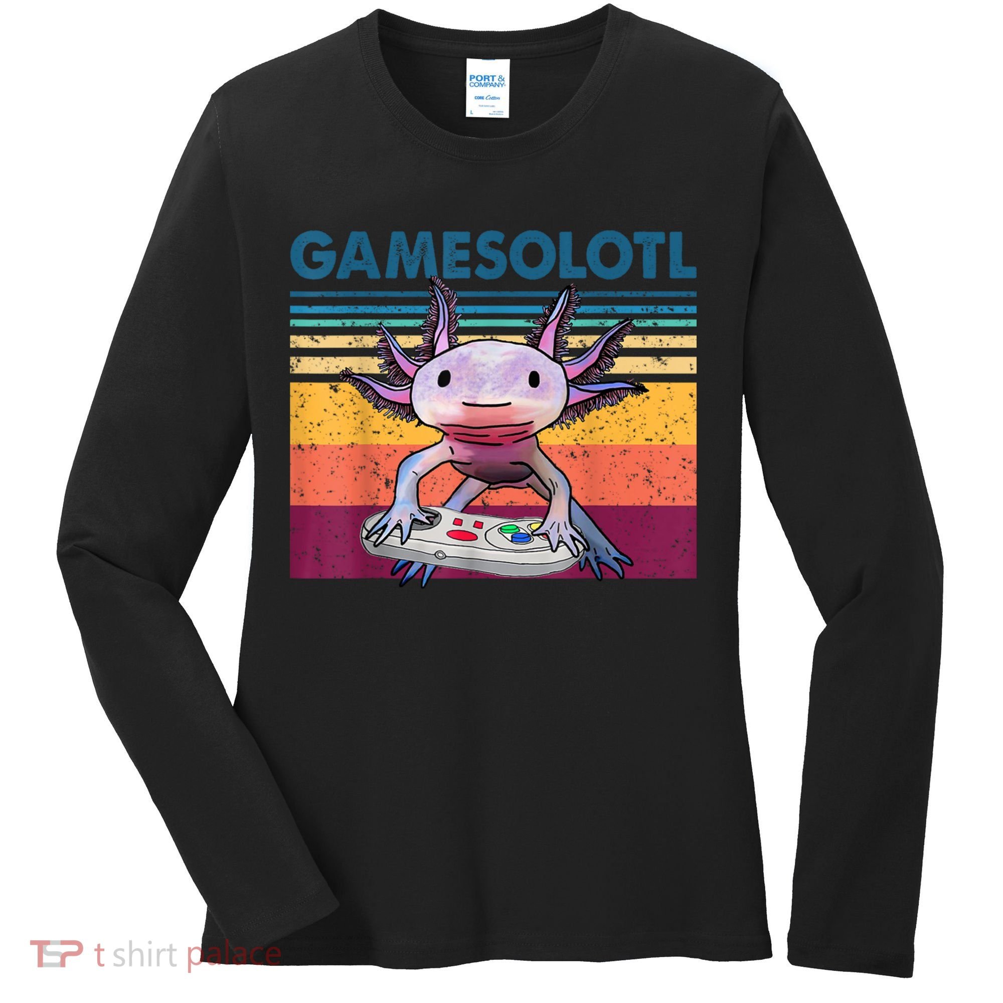 Gamesolotl Gamer Axolotl Fish Playing Video Games Women's Long Sleeve Shirt