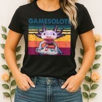 Gamesolotl Gamer Axolotl Fish Playing Video Games Women's T-Shirt thumb 2