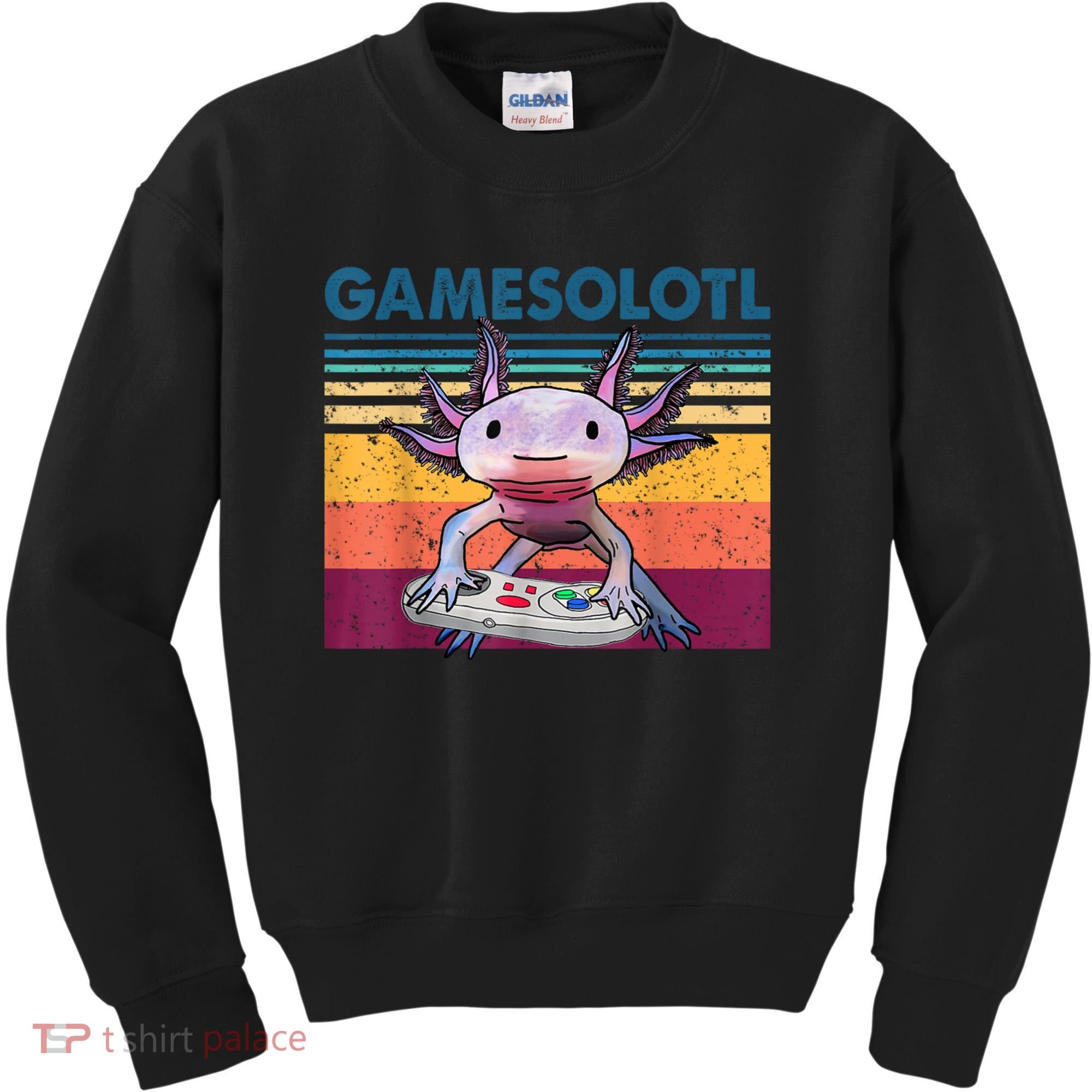 Gamesolotl Gamer Axolotl Fish Playing Video Games Kids Sweatshirt