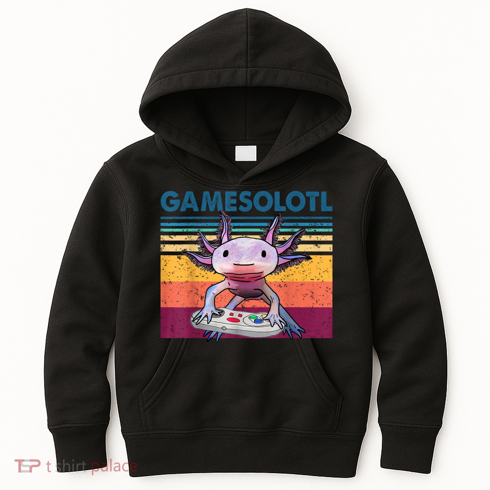 Gamesolotl Gamer Axolotl Fish Playing Video Games Kids Hoodie