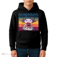 Gamesolotl Gamer Axolotl Fish Playing Video Games Kids Hoodie thumb 4