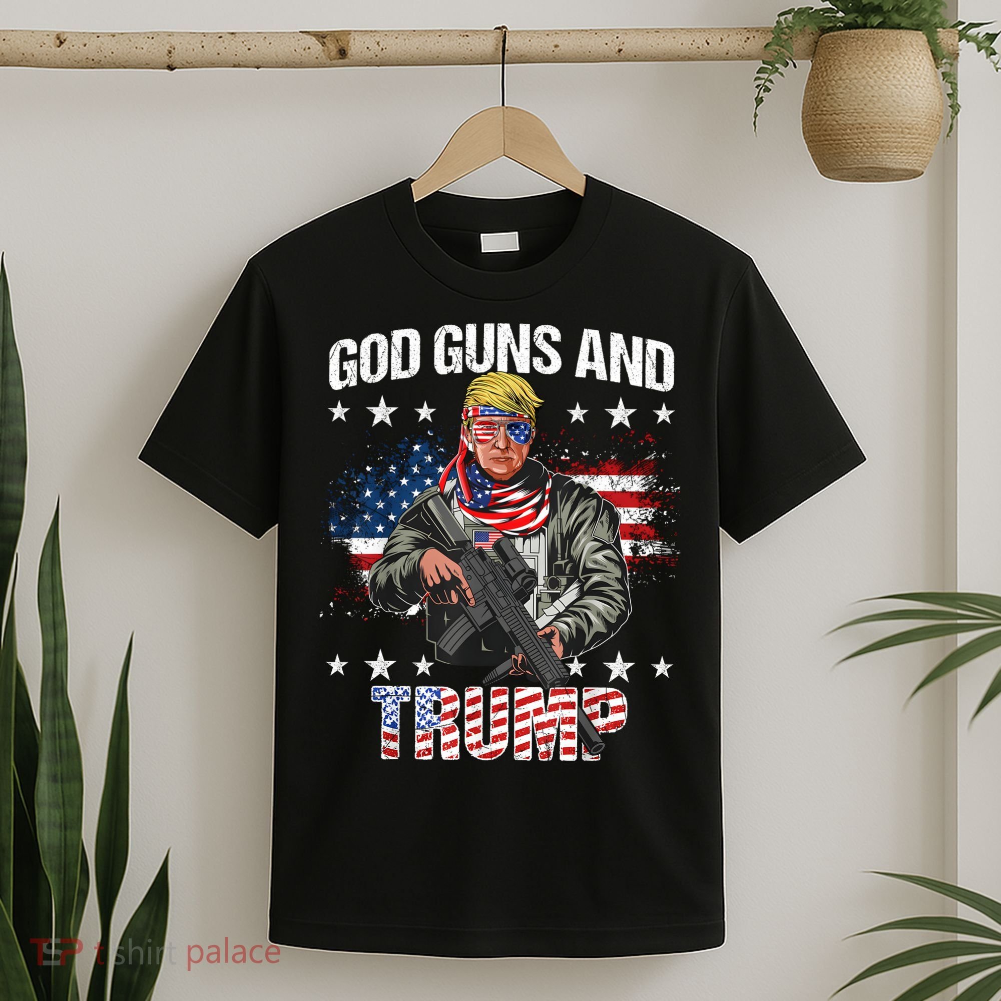 God Guns And Trump 2nd Amendment Flag Ar15 American Flag T-Shirt