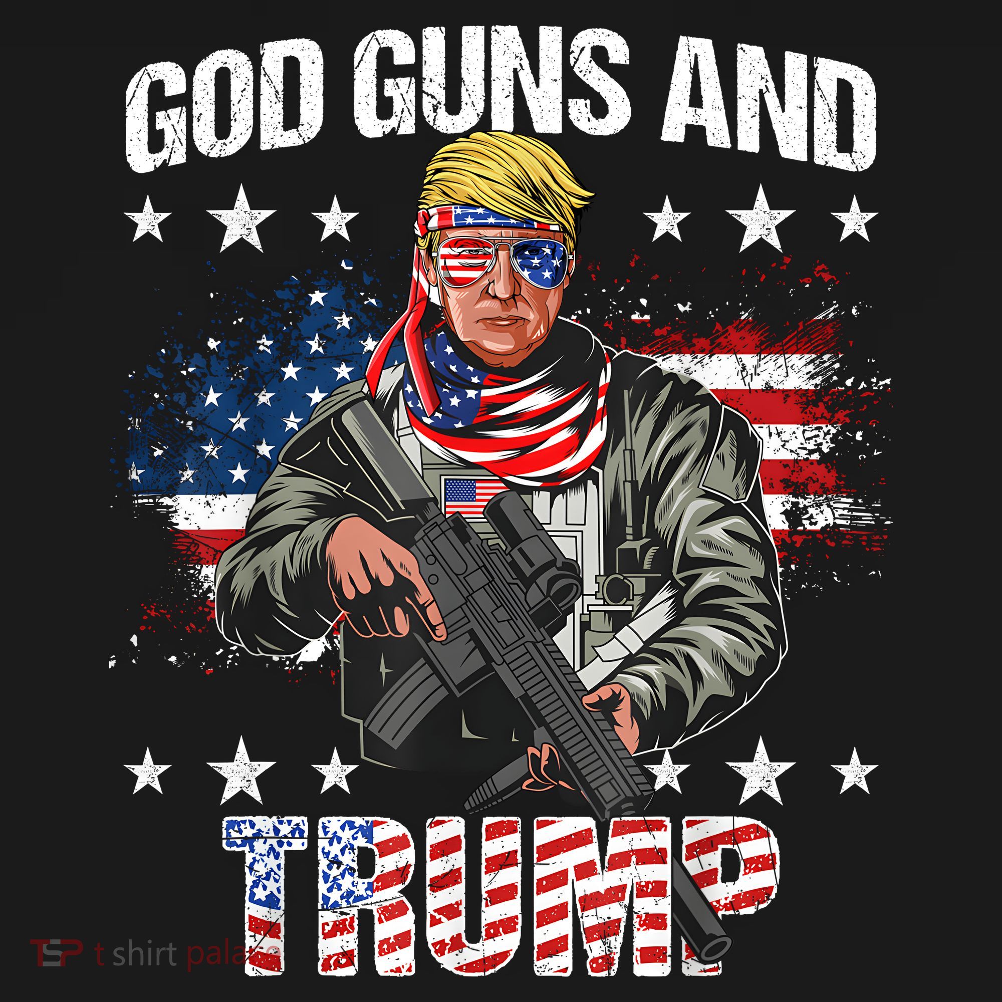 God Guns And Trump 2nd Amendment Flag Ar15 American Flag T-Shirt