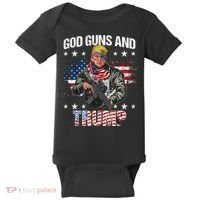 God Guns And Trump 2nd Amendment Flag Ar15 American Flag Baby Bodysuit thumb 0