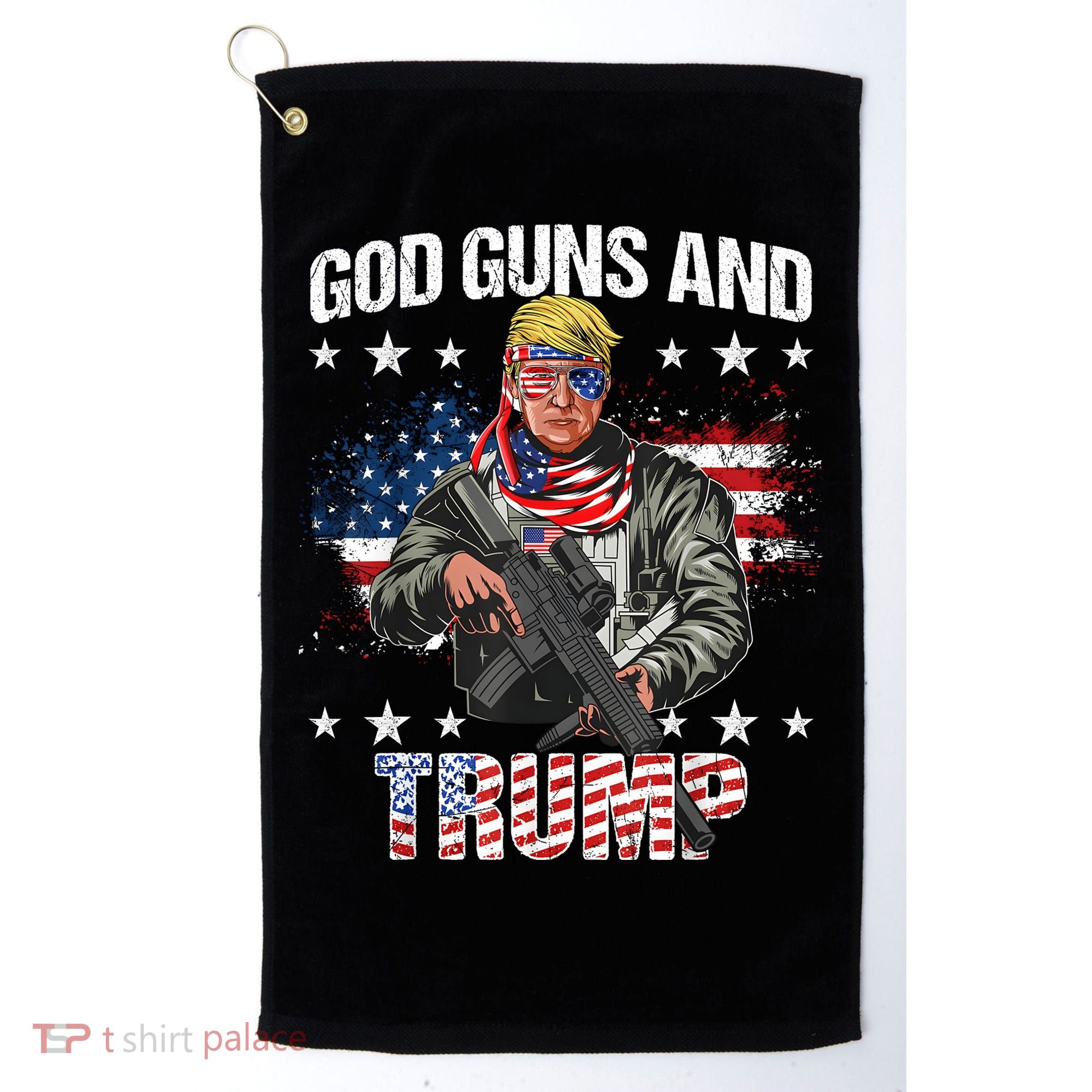 God Guns And Trump 2nd Amendment Flag Ar15 American Flag Golf Towel
