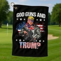 God Guns And Trump 2nd Amendment Flag Ar15 American Flag Golf Towel thumb 1