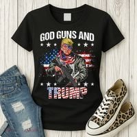 God Guns And Trump 2nd Amendment Flag Ar15 American Flag Women's T-Shirt thumb 3