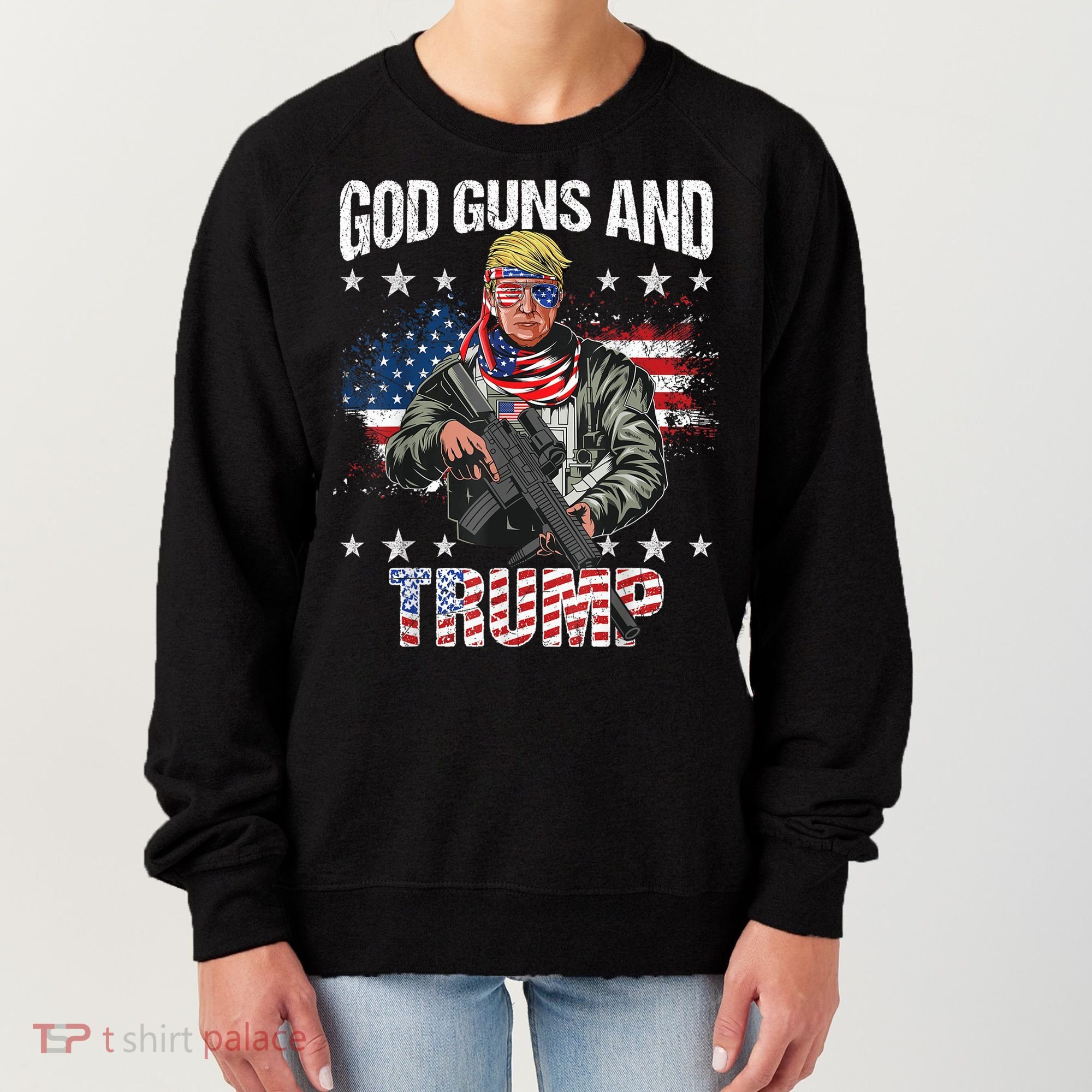 God Guns And Trump 2nd Amendment Flag AR15 American Flag Women's Sweatshirt