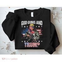God Guns And Trump 2nd Amendment Flag AR15 American Flag Sweatshirt thumb 2