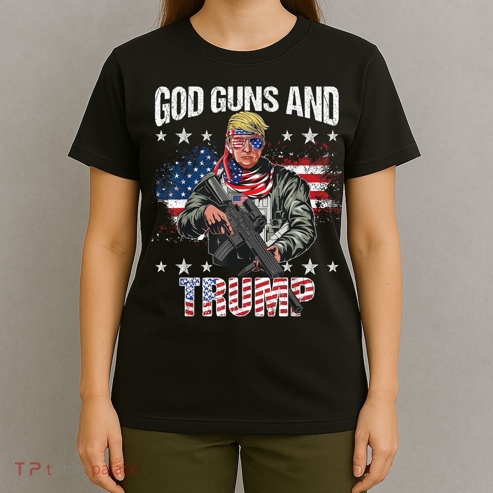 God Guns And Trump 2nd Amendment Flag AR15 American Flag T-Shirt