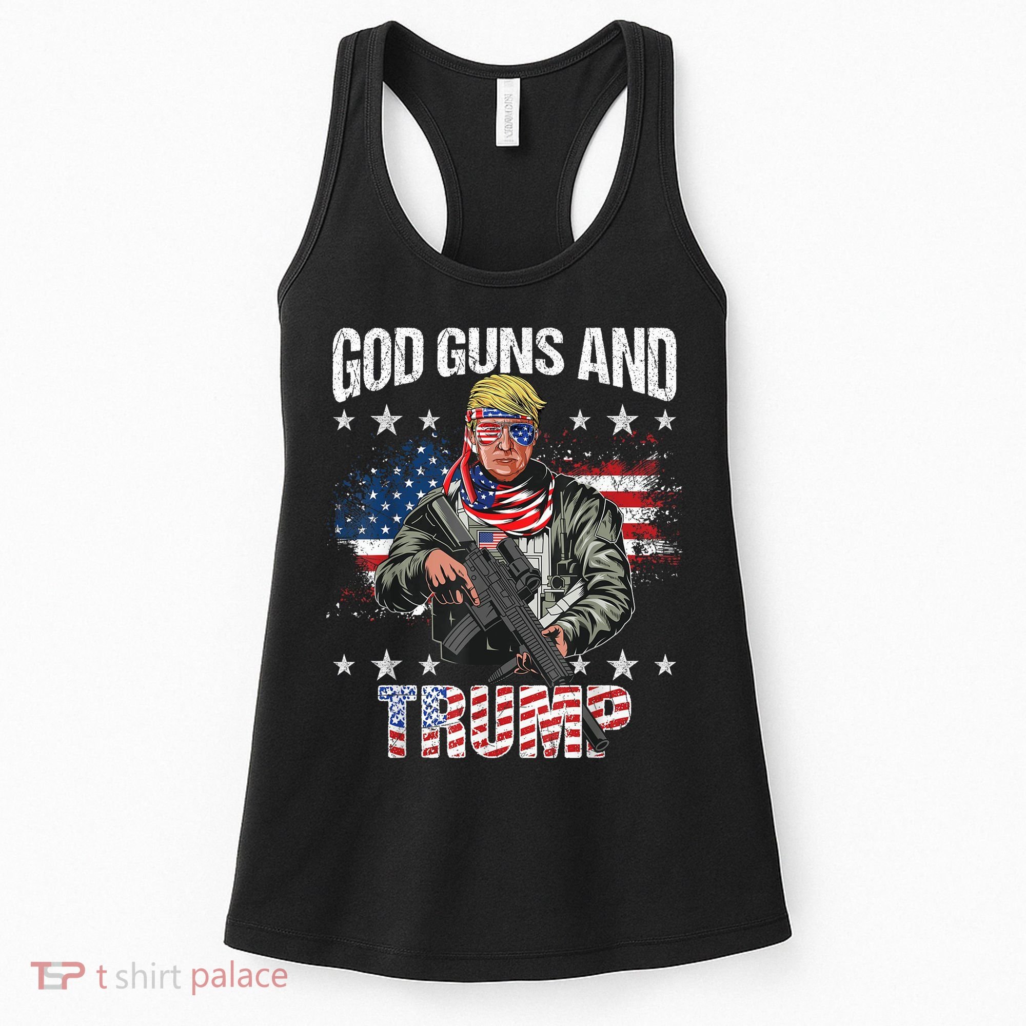 God Guns And Trump 2nd Amendment Flag AR15 American Flag Women's Tank Top