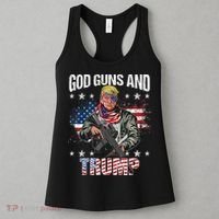 God Guns And Trump 2nd Amendment Flag AR15 American Flag Women's Tank Top thumb 3