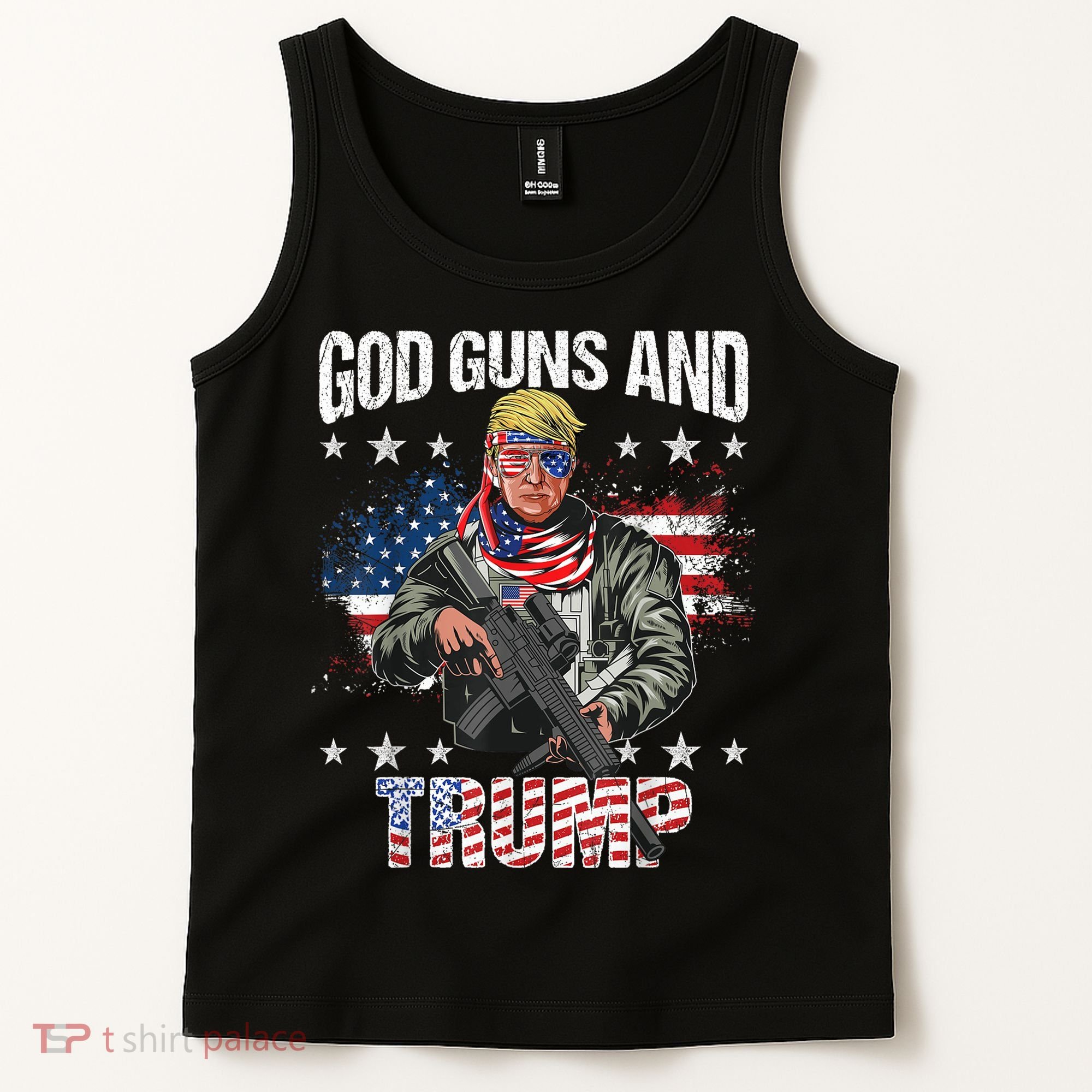God Guns And Trump 2nd Amendment Flag AR15 American Flag Tank Top