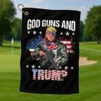 God Guns And Trump 2nd Amendment Flag AR15 American Flag Golf Towel thumb 1