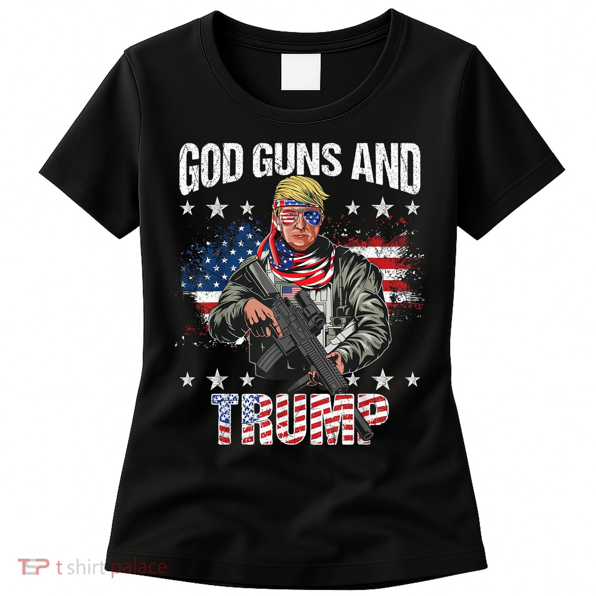 God Guns And Trump 2nd Amendment Flag AR15 American Flag Women's T-Shirt
