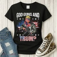 God Guns And Trump 2nd Amendment Flag AR15 American Flag Women's T-Shirt thumb 3